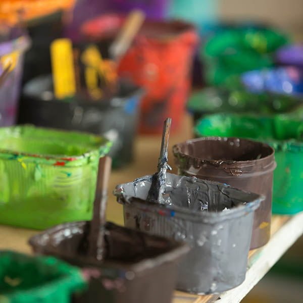 Close-up of traditional silk screen printing ink